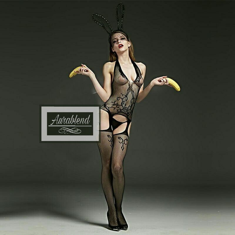Sexy Crotchless Lace Bodystocking Lingerie Costume Sleepwear - AURABLEND